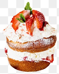 Strawberry sponge cake png sticker, dessert on transparent background