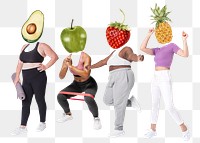 Fruit head png people, health, wellness remixed media, transparent background