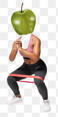 Apple head png fruit woman, health, wellness remixed media, transparent background