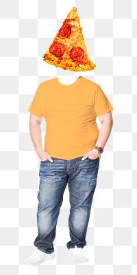 Pizza head png man, junk food remixed media, transparent background