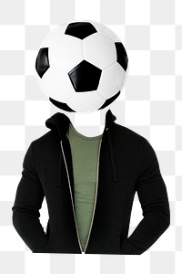 Soccer ball head png man, sports remixed media, transparent background