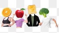 Breakfast head png people, healthy food remixed media, transparent background