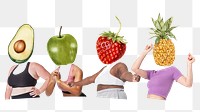 Fruit head png people, health, wellness remixed media, transparent background