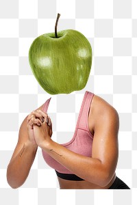 Apple head png fruit woman, health, wellness remixed media, transparent background