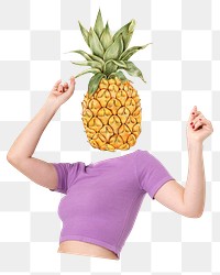 Pineapple head png fruit woman, health, wellness remixed media, transparent background