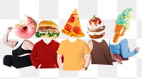 Junk food png head people, remixed media, transparent background