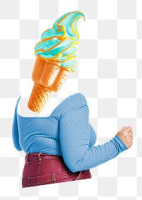 Soft serve head png plus-size woman, dessert food remixed media, transparent background