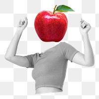 Apple head png fruit woman, health, wellness remixed media, transparent background