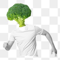 Broccoli head png man, health, wellness remixed media, transparent background