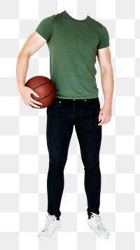 Headless basketball png player sticker, male athlete image, transparent background