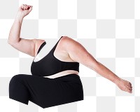 Healthy plus-size png woman sticker, headless image, transparent background