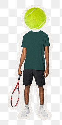 Tennis head png man, sports remixed media, transparent background