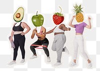 Fruit head png people, health, wellness remixed media, transparent background