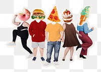 Junk food png head people, remixed media, transparent background