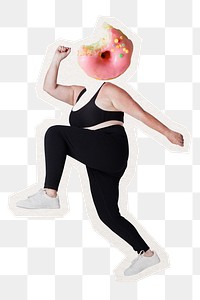 Donut head png plus-size woman, dessert food remixed media, transparent background