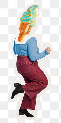 Soft serve head png plus-size woman, dessert food remixed media, transparent background