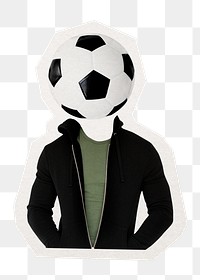 Soccer ball head png man, sports remixed media, transparent background
