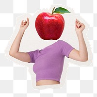 Apple head png fruit woman, health, wellness remixed media, transparent background