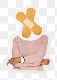 Bandages head png woman, health remixed media, transparent background