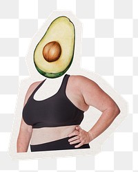 Avocado head png fruit woman, health, wellness remixed media, transparent background