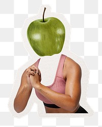 Apple head png fruit woman, health, wellness remixed media, transparent background