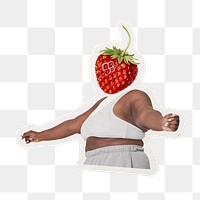 Strawberry head png fruit woman, health, wellness remixed media, transparent background