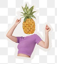 Pineapple head png fruit woman, health, wellness remixed media, transparent background