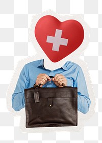 First aid png heart head doctor, medical, health remixed media, transparent background