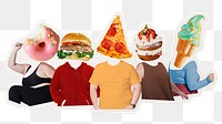 Junk food png head people, remixed media, transparent background