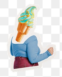 Soft serve head png plus-size woman, dessert food remixed media, transparent background