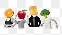 Breakfast head png people, healthy food remixed media, transparent background