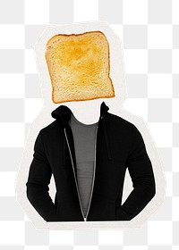 Toast head png man, breakfast food remixed media, transparent background