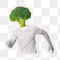 Broccoli head png man, health, wellness remixed media, transparent background