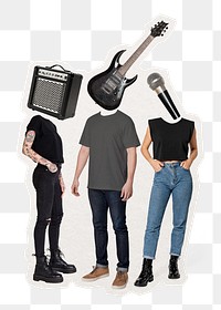 Rock band png sticker, music heads, surreal remixed media, transparent background