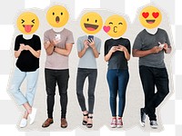 Emoticon people png sticker, social media addict remixed media, transparent background