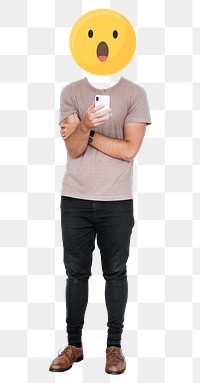 Wow emoticon png man sticker, social media addict remixed media, transparent background