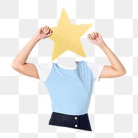 Star head png woman sticker, marketing, ranking remixed media, transparent background
