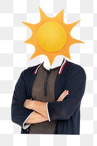 Sun head png man sticker, positivity, mental health remixed media, transparent background