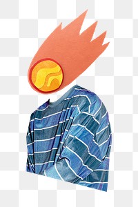 Comet head png man sticker, astronomy, galaxy aesthetic remixed media, transparent background