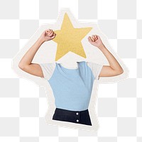 Star head png woman sticker, marketing, ranking remixed media, transparent background