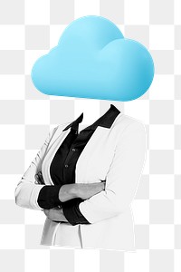 Cloud head png businesswoman sticker, technology remixed media, transparent background