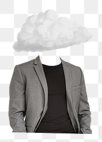 Cloud head png businessman sticker, office syndrome remixed media, transparent background