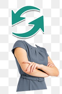 Recycle head png businesswoman sticker, business CSR remixed media, transparent background