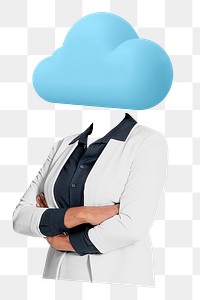 Cloud head png businesswoman sticker, technology remixed media, transparent background