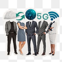 Business networking people, creative heads remixed media, transparent background