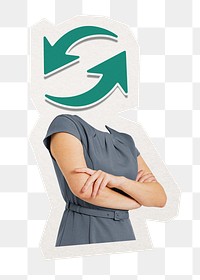 Recycle head png businesswoman sticker, business CSR remixed media, transparent background