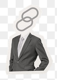 Chain head png businessman sticker, business connection remixed media, transparent background