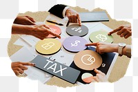 Tax  png word business people cutout on transparent background