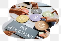 Tax deductions png word business people cutout on transparent background