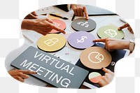 Virtual meeting  png word business people cutout on transparent background